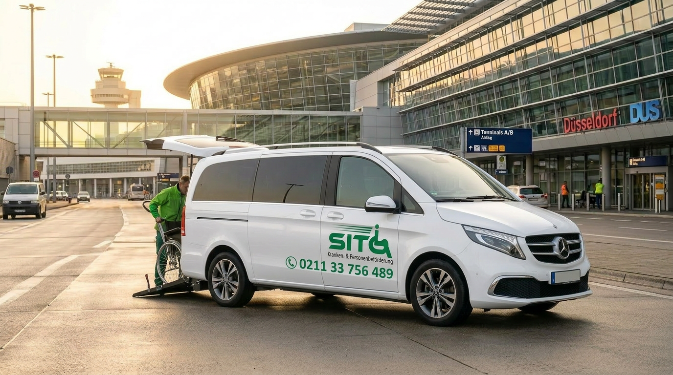 SITO Krankenbeförderungs-Van am Flughafen Düsseldorf